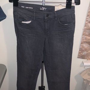 Ann Taylor Loft Super Skinny Charcoal Gray Jeans